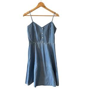 GAP Denim Chambray Fit Flare Dress Blue 2